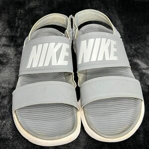 Nike Tanjun 882694-002 Womens US 8 Sandals Cool Gray White Adjustable Strap